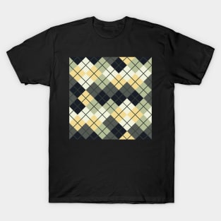 Argyle Pattern Green Yellow and Slate T-Shirt